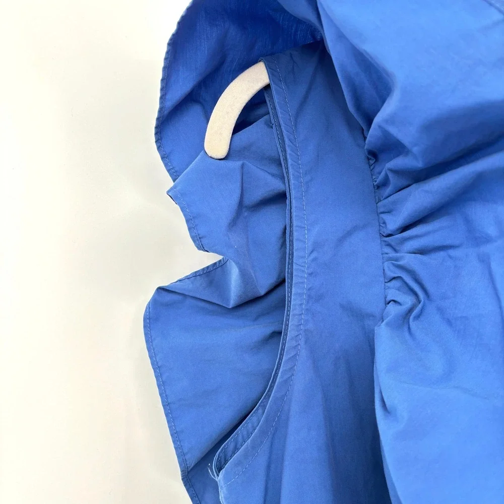 Anthropologie Blue Tassel Ruffled Waistless Mini Dress V-Neck Bold Blue Sz‎ S - Picture 6 of 13